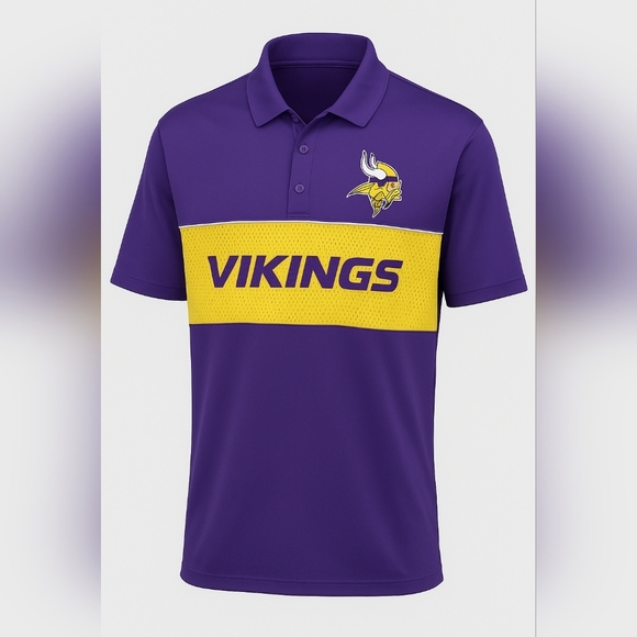 Minnesota Vikings Polo Shirt XL NWT NFL Team Apparel Purple Gold Fan Gear - Picture 1 of 8